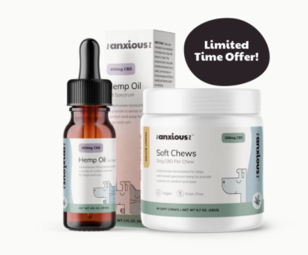 The Anxious Pet products: Hemp Oil and CBD soft chews